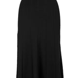 graced Monica black ribbed A-line midi skirt in EcoViscose blend with pull-on waistband