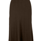 graced Monica brown ribbed midi skirt made from EcoViscose blend with A-line silhouette and pull-on waistband.