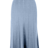 graced Monica light blue variegated ribbed midi skirt made from EcoViscose blend with A-line silhouette and pull-on waistband.