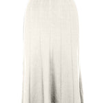 graced Monica A-line midi skirt in cream EcoViscose blend with variegated ribbed texture and pull-on waistband.
