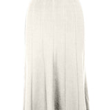 graced Monica A-line midi skirt in cream EcoViscose blend with variegated ribbed texture and pull-on waistband.