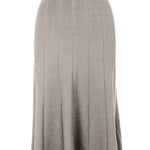 graced Monica midi skirt in light grey EcoViscose blend with variegated ribbed texture and A-line silhouette.