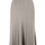 graced Monica midi skirt in light grey EcoViscose blend with variegated ribbed texture and A-line silhouette.