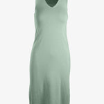 graced Natalie Dress, sleeveless V-neck, light green 100% cotton with 1x1 links hem detail