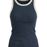 Navy ribbed tank top from Z Supply's Clarke Ribbed Tank collection, featuring a fitted sleeveless design and soft knit fabric.