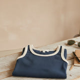 Navy blue ribbed tank top from Z Supply's The Clarke Ribbed Tank, featuring a fitted sleeveless design and ribbed fabric.