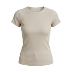 Be Cool ribbed stone crew neck top, basic long-sleeve shirt with a fitted crew neckline and textured ribbed fabric.