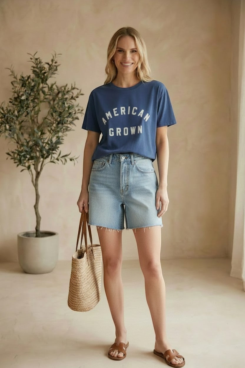 Z Supply Rosa American graphic tee, casual women's top in soft fabric with patriotic red, white, and blue design.