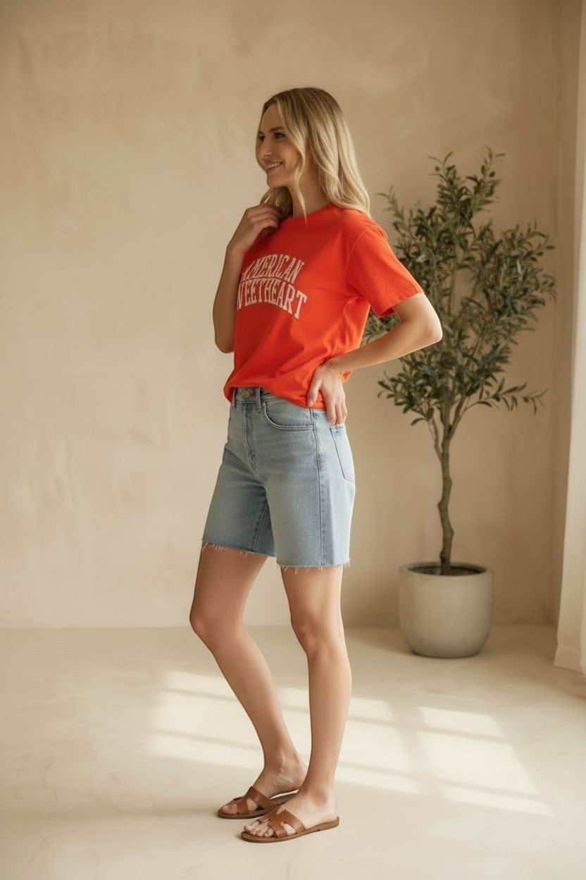 Z Supply Ruth Sweetheart Tee, a basic graphic cotton top with a relaxed fit, featuring a heart graphic on the front.