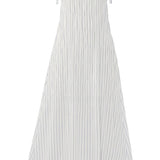 Lovestitch striped shirred tie-shoulder maxi dress with flowing fabric and relaxed fit, perfect for summer or casual occasions.