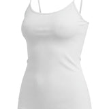 graced white fitted cami with spaghetti straps made from soft nylon and spandex blend
