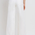graced white high rise wide leg jeans made of cotton blend with a 10" rise and 32" inseam.