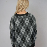 Argyle Pattern Crew Neck Sweater