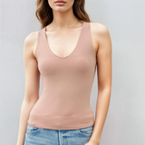 Basic V-Neck Tank Hazelnut