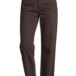 Brown high-rise straight jeans by Miou Muse, shown from the front with a fitted waistband and classic straight leg style.