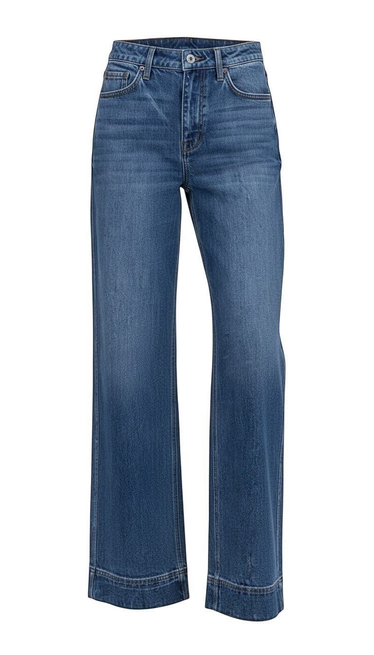 Vervet high rise wide-leg jeans, stylish pants with a relaxed fit, featuring a classic denim wash and high waist design.