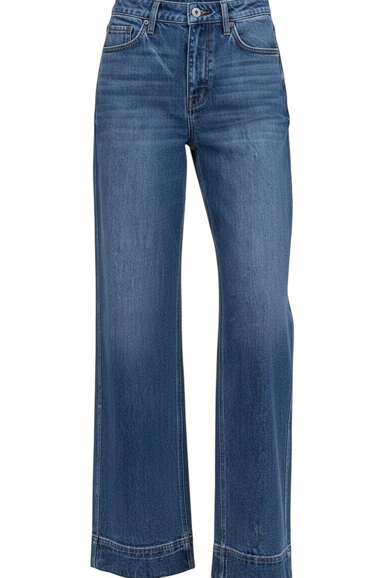 Vervet high rise wide-leg jeans, stylish pants with a relaxed fit, featuring a classic denim wash and high waist design.