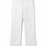 White high-rise wide-leg jeans from Vervet, shown laid flat to highlight the relaxed fit and clean denim fabric.