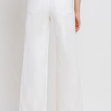 Vervet high-rise wide-leg white jeans, casual bottoms with a relaxed fit and clean design, displayed on a hanger.