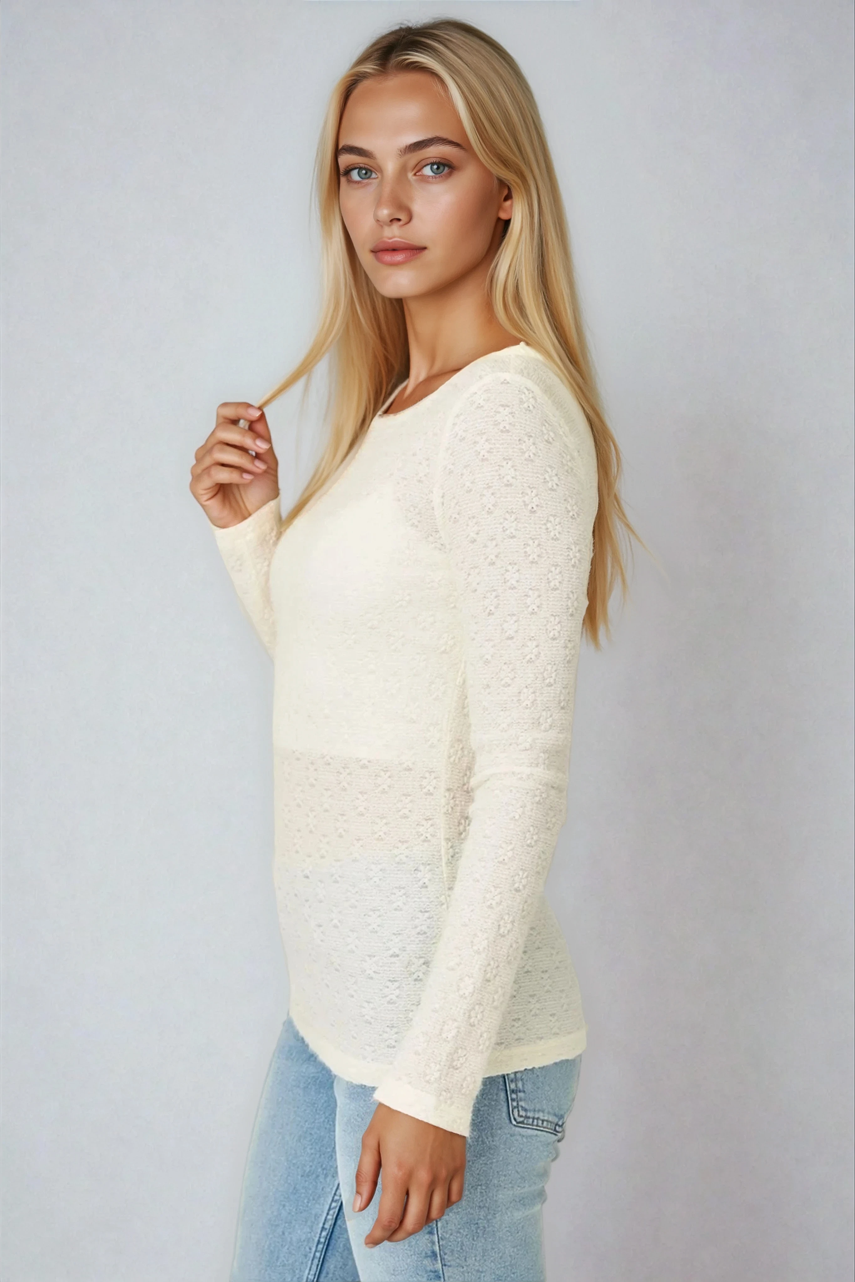 Reverse Coverstitch Top Ivory
