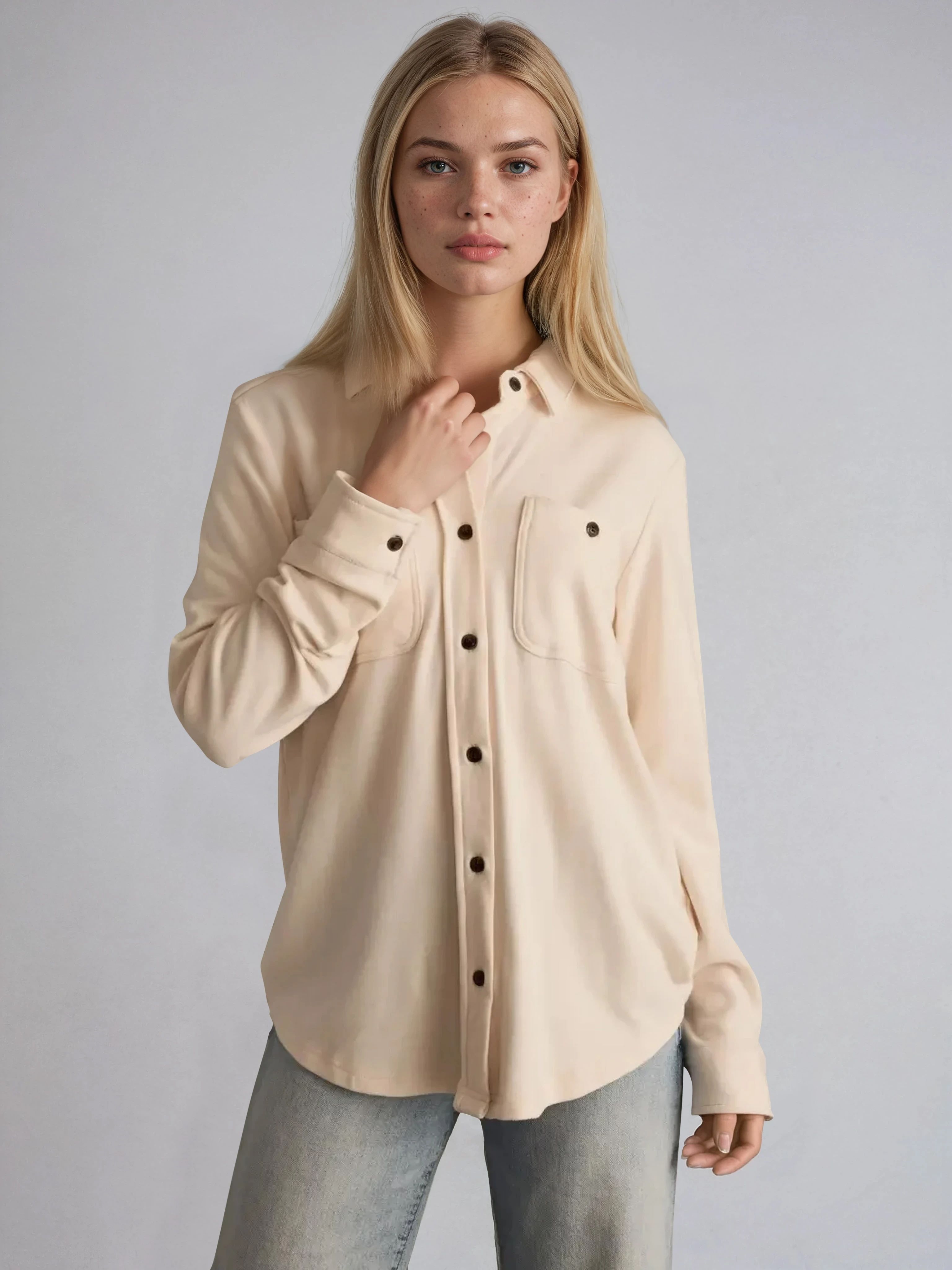 Soft Button Up Shirt Ivory