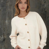 Ribbed Trim Knit Cardigan Ivory