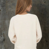 Ribbed Trim Knit Cardigan Ivory