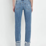 Mid Rise Cuffed Straight Jeans