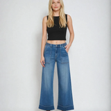 High Rise Super Soft Baggy Cuffed Wide Jeans