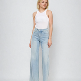 High Rise Full Length Wide Leg Jeans