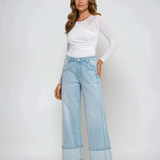 Super High Rise Cuffed Baggy Jeans