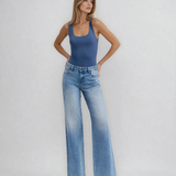 Mid Rise Clean Cut Wide Jeans