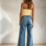 Micro Patch Pocket Wide Leg Jeans