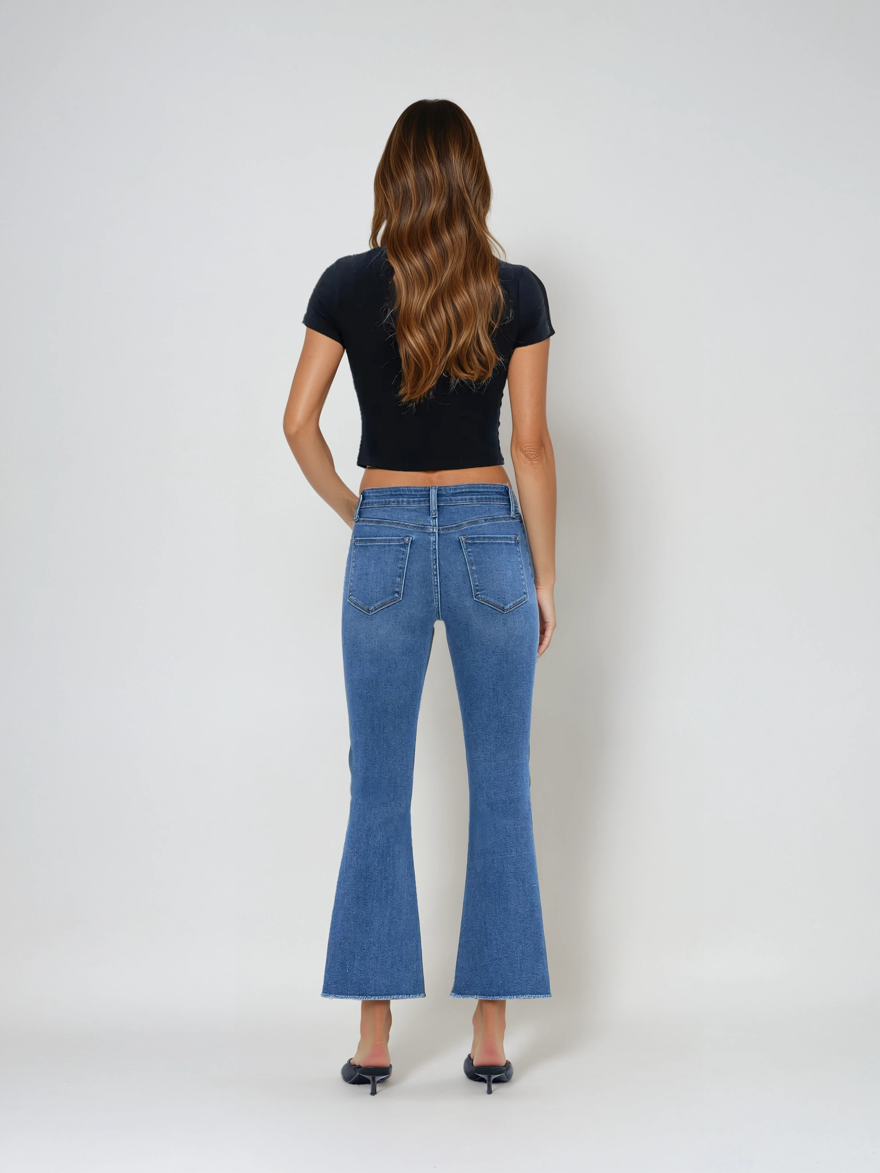 Mid Rise Super Soft Crop Flare Jeans