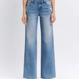 Mid Rise Clean Cut Wide Jeans