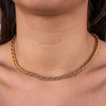 Gold Juniper Necklace by ALCO, elegant jewelry accessory with intricate design, perfect for stylish outfits.