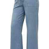 Be Cool knit denim wide-leg pants, stylish bottoms with a relaxed fit, featuring a textured knit fabric and wide-leg silhouette.
