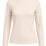 graced ivory long sleeve mock neck knit top with a relaxed fit and soft texture
