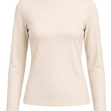 graced ivory long sleeve mock neck knit top with a relaxed fit and soft texture