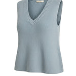 Be Cool knit V-neck tank top in denim fabric, featuring a stylish sleeveless design and comfortable fit.