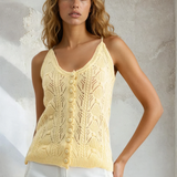 Lace Knit Button Front Top
