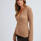 Lace Trim Long Sleeve Top