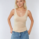 Basic Scoop Neck Tank Light Taupe