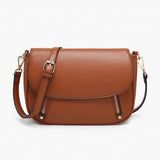 Lindsay Dual Zip Flapover Crossbody Brown