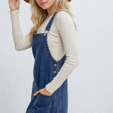 Denim Overall Mini Dress Medium Wash