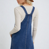 Denim Overall Mini Dress Medium Wash