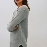 Round Neck Boyfriend Sweater Medium Grey