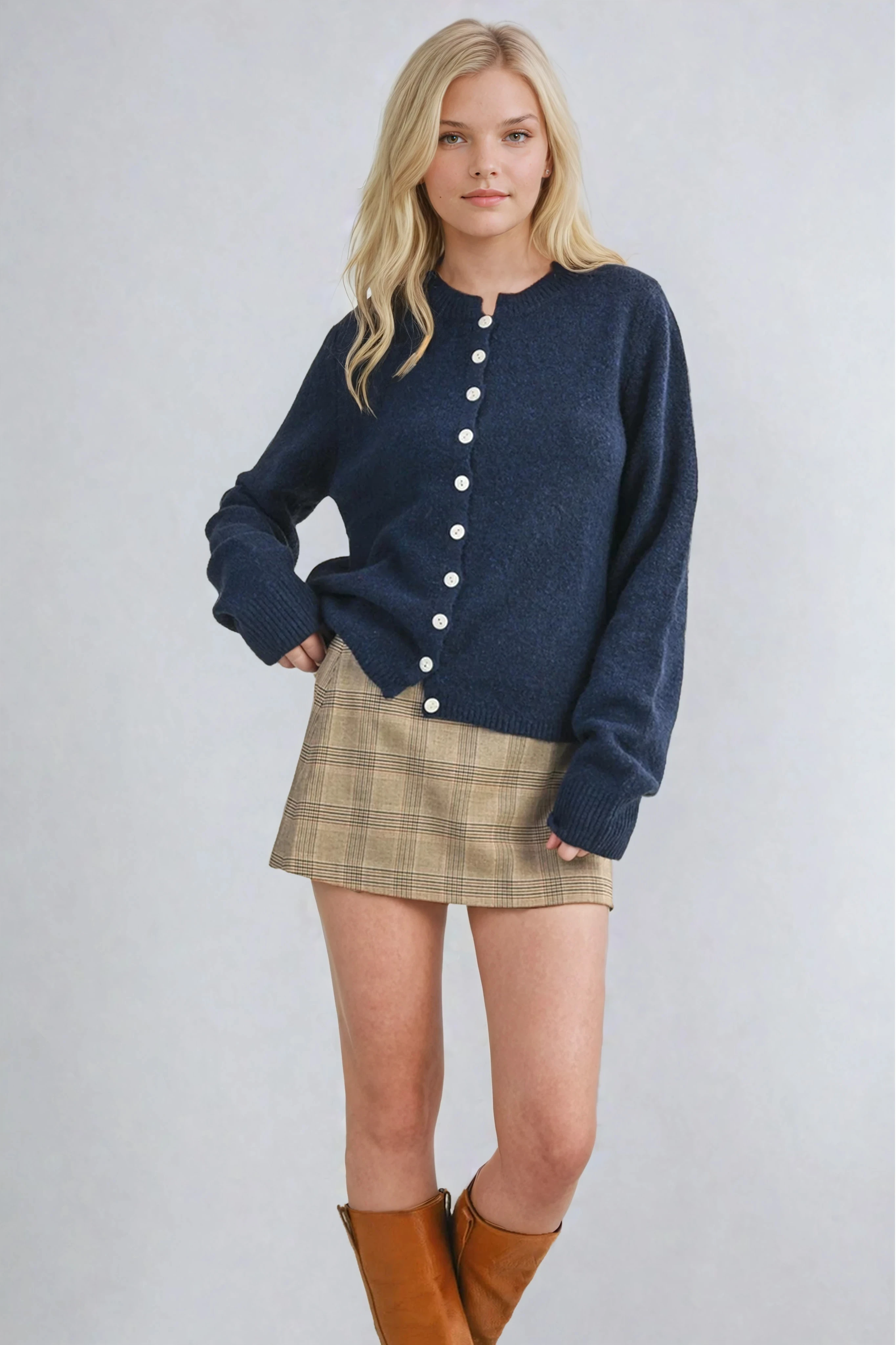 Marled Knit Sweater Cardigan