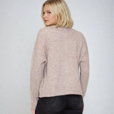 Crew Neck Button Down Cardigan Mocha