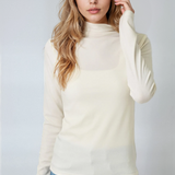 Knit Mock Neck Long Sleeve Top Ivory